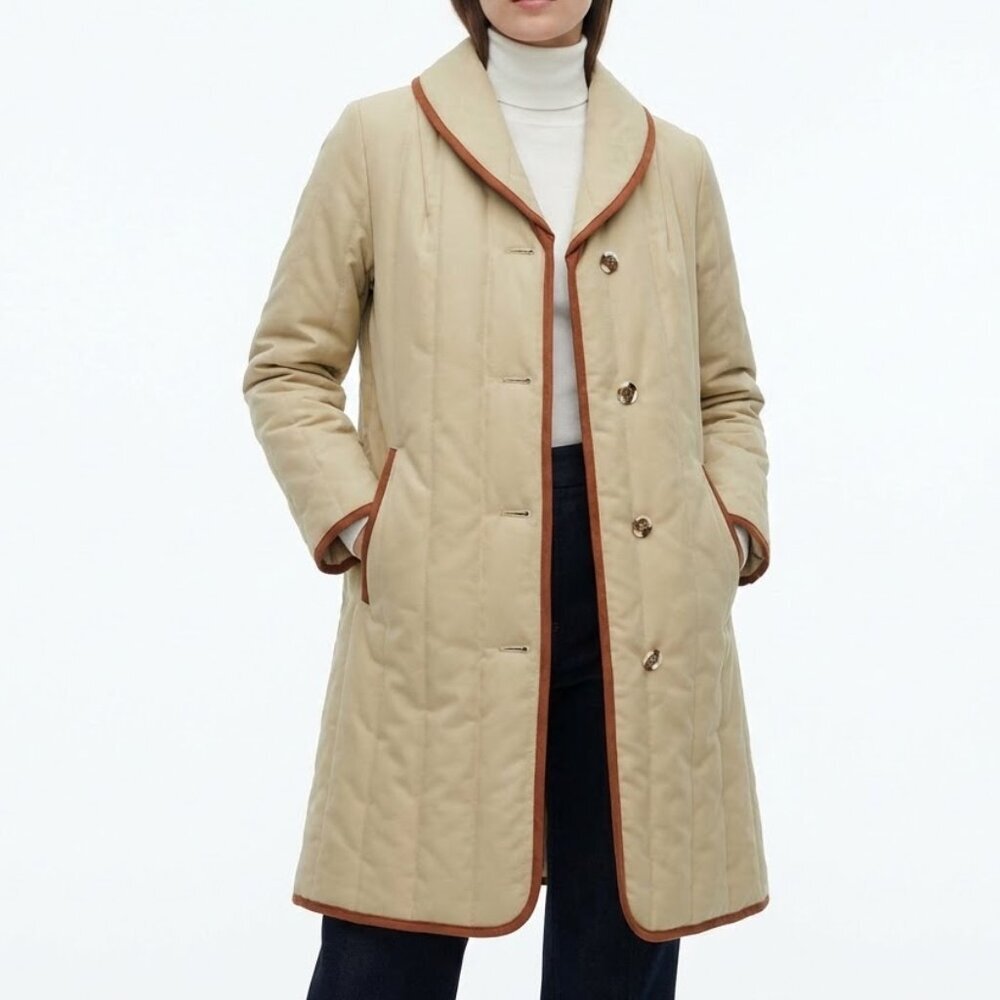 Vintage Quilted Shawl Collar Car Coat - Size M/L